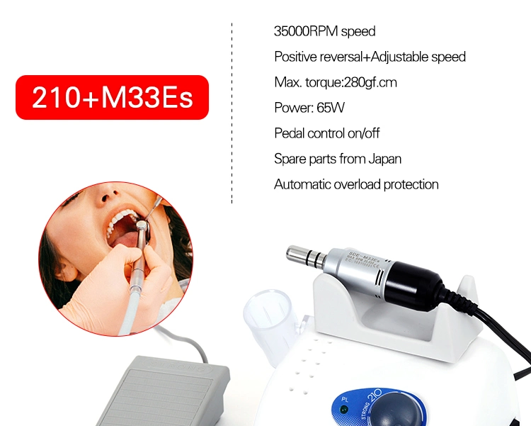 65W Strong Series Micro Motor Nail Drill Machine 35000rpm Professional Nail Drill Handpiece 210 M33es