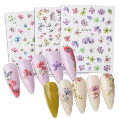 Blumen-Schmetterlings-Klebeblätter, Frühlings- und Sommerblumen-Nagelaufkleber für Acrylnägel