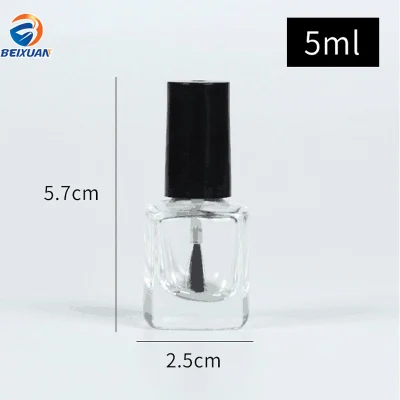 5 ml Großhandel beliebte leere Glas Nagellack Flasche tragbare kleine Pinsel Nail Art Container mit Multi